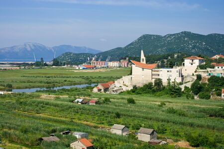 Industrial area in Neretva river delta in Croatiaの写真素材