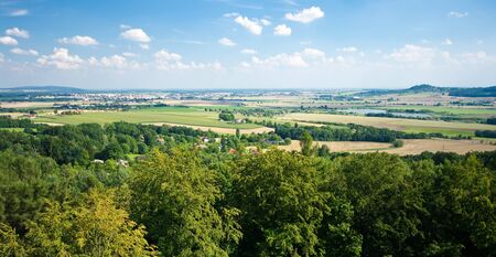 Panorama with forest and open fields