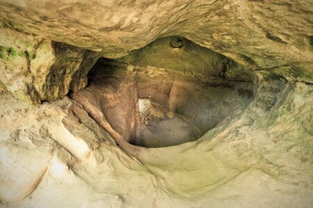 Caves under the ruins of Rotstein castle in Bohemian Paradiseの写真素材