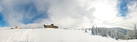 Winter panorama on Snieznik Mountain, Polandの写真素材