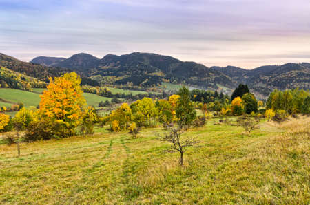 Autumn landscape in the hillsの写真素材
