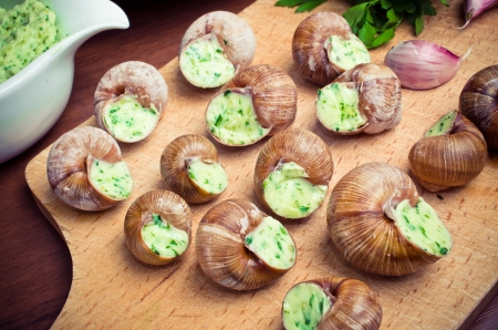Bourgogne snails with garlic butterの写真素材