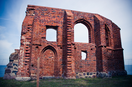 Ruin of the church in Trzesacz - Polandの写真素材