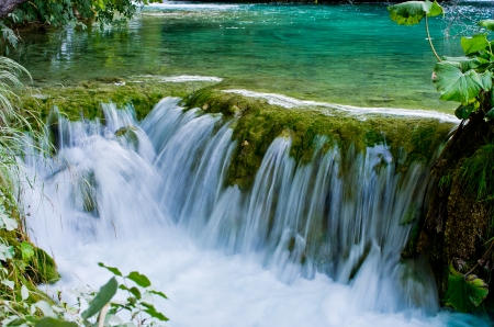 Waterfall in Plitvice Lakes national park, Croatiaの写真素材