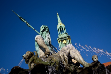 Neptune fountain in Alexanderplatz, Berlin - Germanyの写真素材