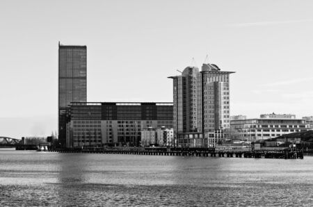 Modern buildings near Spree river in Berlin - Germanyの写真素材