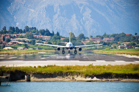 Take-off of the jet from Corfu airport - Greeceの写真素材