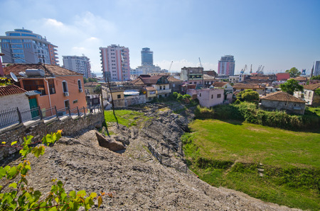 Old roman amphitheater in Durres, Albaniaの写真素材
