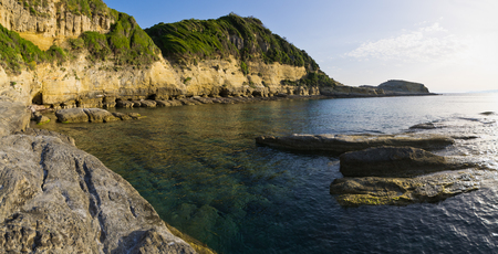 High cliff on Corfu island - Greeceの写真素材