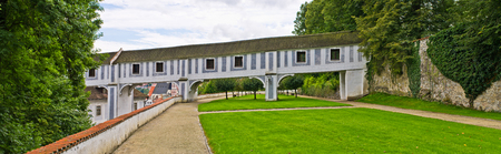 Old covered bridge in castle - Cesky Krumlov, Czech Republicのeditorial素材