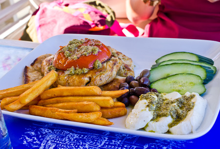 Traditional greek food on the plateの写真素材