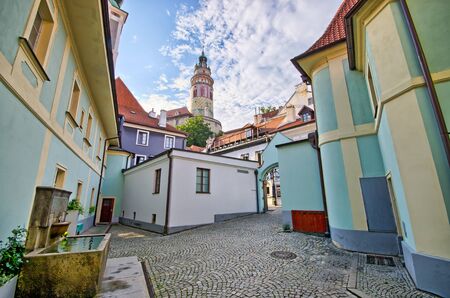 Little square on the castle in Cesky Krumlov, Czech Republicのeditorial素材