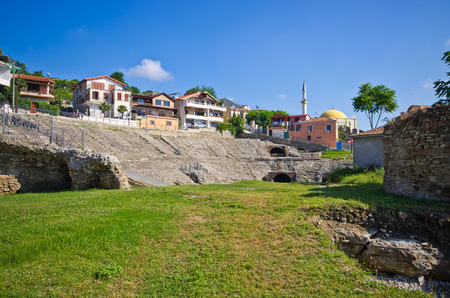 Old roman amphitheater in Durres, Albaniaの写真素材