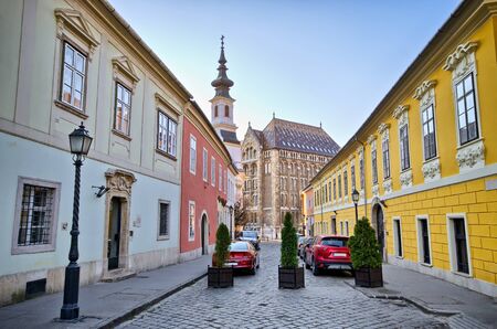 Narrow street on Castle Hill in Budapest - Hungaryのeditorial素材