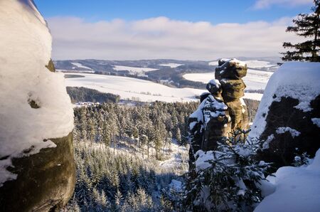 Rocks on Ostas mountain, Czech Republicの写真素材