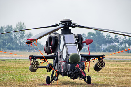 RADOM, POLAND - AUGUST 22, 2015: Turkish T-129 ATAK helicopter. Airshow event on 22 August 2015, Radom, Polandのeditorial素材