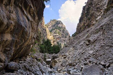 Passage of famous Samaria Gorge, Crete, Greece