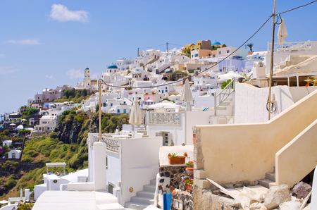 Cityscape of Thira in Santorini island - Greeceの写真素材