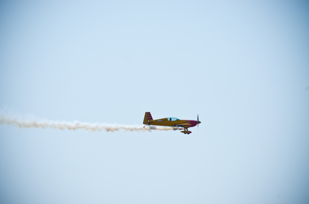 Some yellow plane. Radom, Poland - August 23, 2015: . Airshow event on 23 August 2015, Radom, Polandのeditorial素材