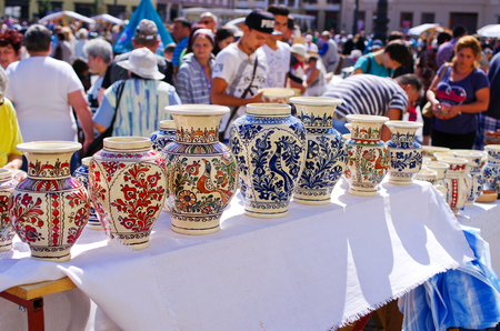 Sibiu, Romania - September 06, 2015: Targ Ceramica. Famous yearly organized ceramic market.のeditorial素材