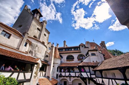 Bran, Romania - September 09, 2015: courtyard of "Dracula" castle. It is among several locations linked to the Dracula legend.のeditorial素材