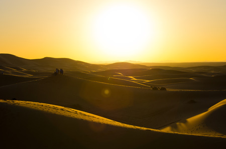 Warm sunset on Sahara desertの写真素材