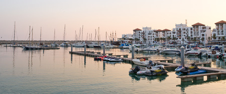Marina in Agadir during the sunset, Moroccoの写真素材