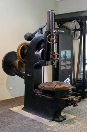 Walbrzych, Poland - September 26, 2015: Museum of "Old Coal Mine". Polish name of this museum is "Stara Kopalnia". Machines of unique  mine established in 18th century.のeditorial素材