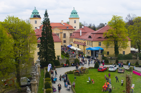 Walbrzych, Poland - May 05, 2016: XXVIII Flower and Art Festival in Ksiaz Castle. This is most colourful event in the region. Each year there are thousands of visitors, plant enthusiasts and lovers of gardens gather from all over Polandのeditorial素材