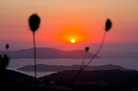 Beautiful sunset on Rhodes island - Greeceの写真素材