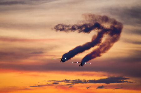 Two planes on dramatic skyの写真素材