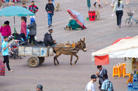 Marrakech, Morocco - March 22, 2016: Djemaa el Fna Square. It is most famous market in Morocco.のeditorial素材