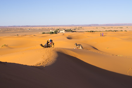 Sahara Desert, Morocco - March 22, 2016: Caravan. It is very popular tourist activity in Morocco.のeditorial素材