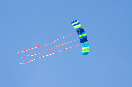 Leszno, Poland - June 18, 2016: paratroopers during the air show. Leszno Air Picnic 2016 is annual event that attracts thousands of viewers.のeditorial素材