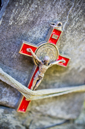 Old crucifix on the cemetery - Grabarka, Polandの写真素材
