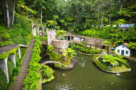 Funchal, Madeira Island, Portugal - May 14, 2017: Monte Palace Tropical Garden. One of the most famous parks of the town.のeditorial素材