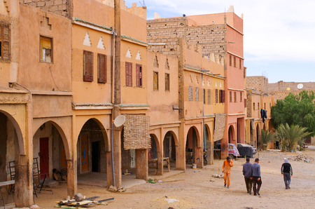 Akdaz, Morocco - March 22, 2016: streets of the town. Traitional old town in Morroco.のeditorial素材