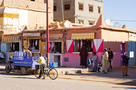 Akdaz, Morocco - March 22, 2016: streets of the town. Traitional old town in Morroco.のeditorial素材
