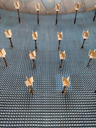 Anechoic chamber with antennas for precise wireless testing and research