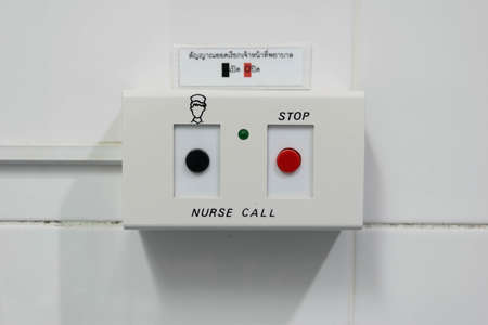 A Hospital Sign for call nurse Black button is open Red buttonの写真素材