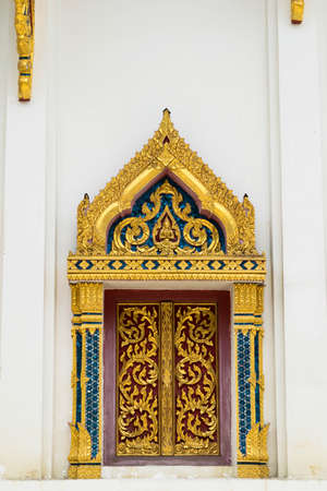Windows of Buddha Chaimongkol temple at Thailandの写真素材