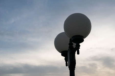 Lamp on the outside in eveningの写真素材