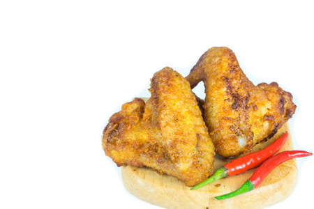 Fried chicken wings on white backgroundの写真素材