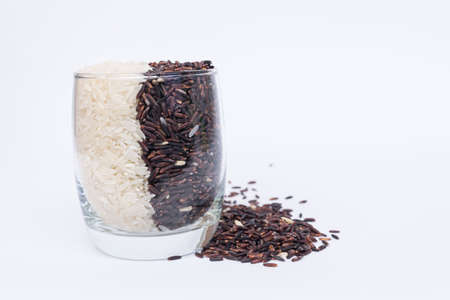Khao Hom Nil or Black Fragrant Rice mix with Fragrant Riceの写真素材