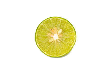 Slice of fresh lime isolated on white background