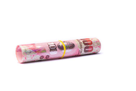money of Thailand baht on white background