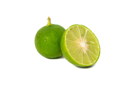 Fresh lime isolated on white backgroundの写真素材