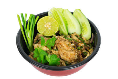 Thai cuisine grilled pork spicy salad, Nam Tok Moo.の写真素材