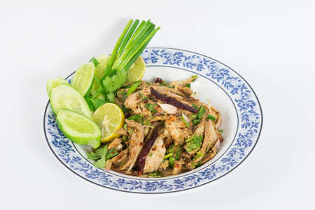 Thai cuisine grilled pork spicy salad, Nam Tok Moo.の写真素材