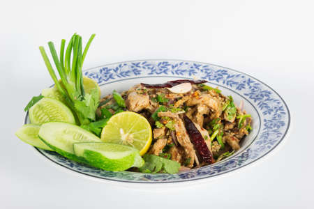 Thai cuisine grilled pork spicy salad, Nam Tok Moo.の写真素材